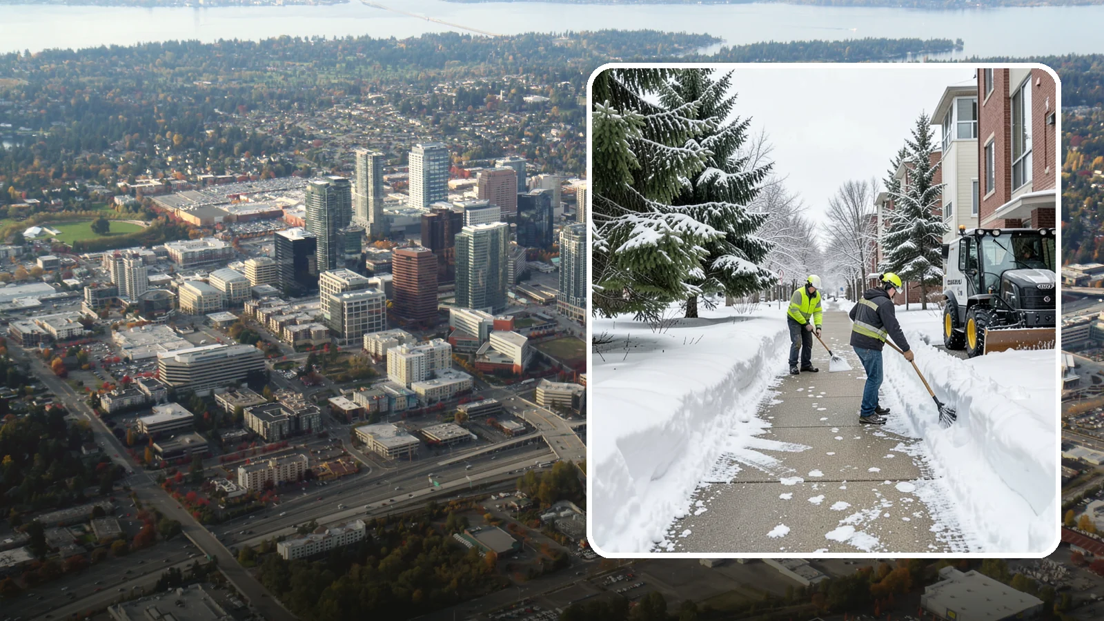 Apartment Complex Sidewalk Clearing in Bellevue, King County, WA - Multi-building walkway clearing for Western Washington apartment communities, keeping the interior paths tenants use around the...