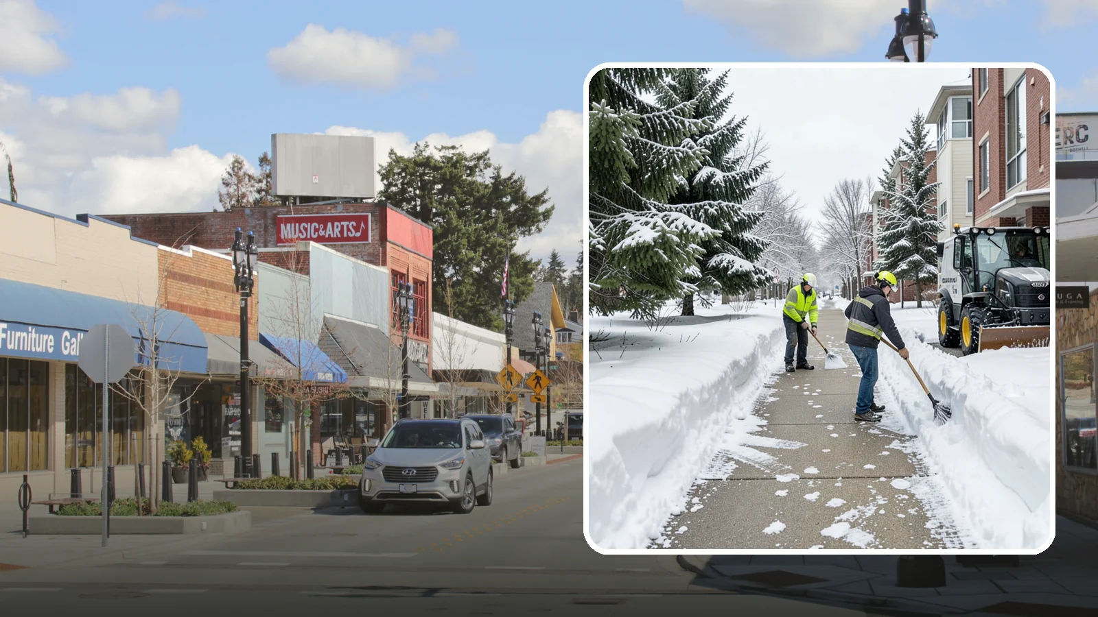 Apartment Complex Sidewalk Clearing in Bothell, King County, WA - Multi-building walkway clearing for Western Washington apartment communities, keeping the interior paths tenants use around the...