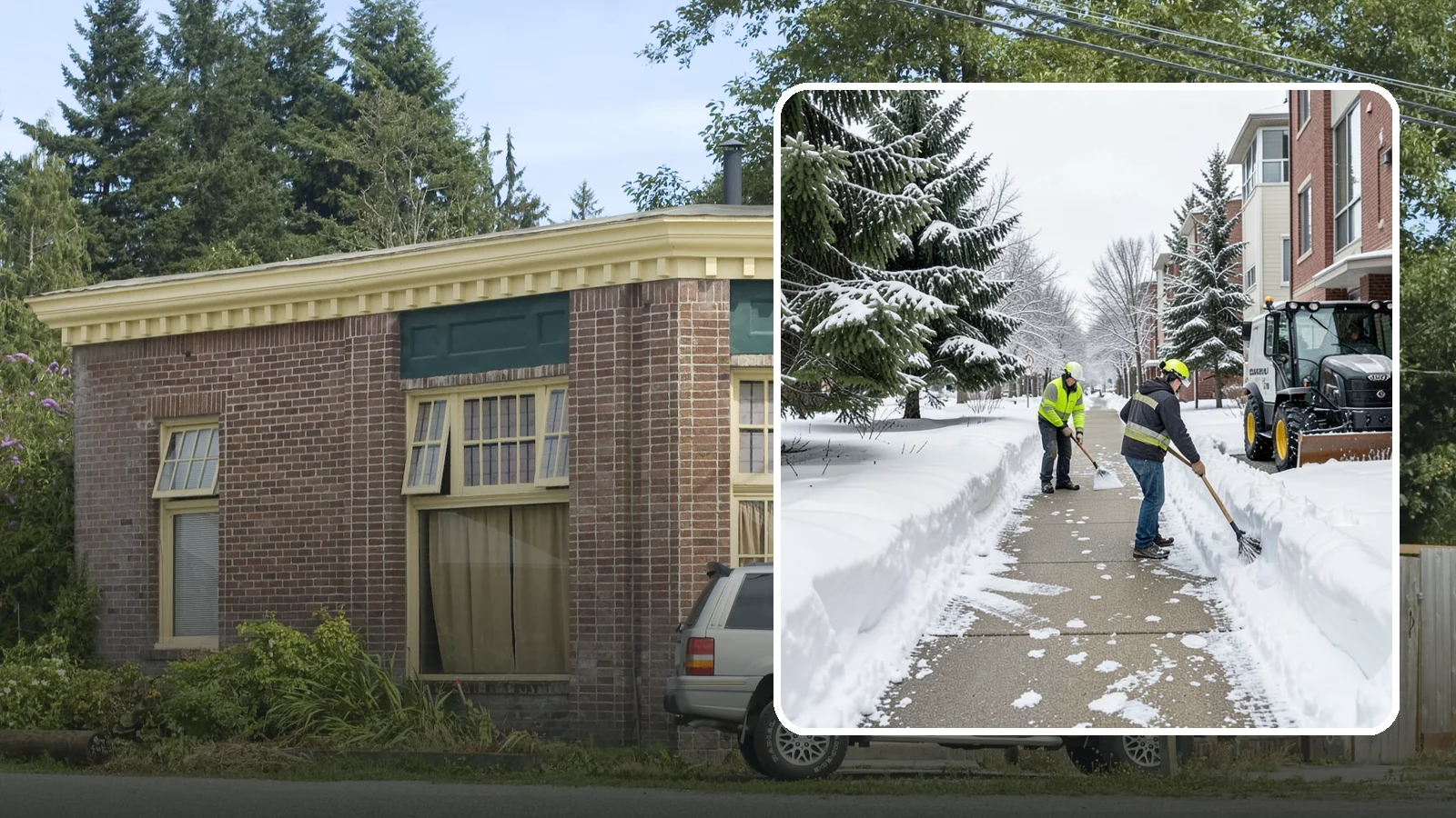 Apartment Complex Sidewalk Clearing in Hamilton, Skagit County, WA - Multi-building walkway clearing for Western Washington apartment communities, keeping the interior paths tenants use around the...