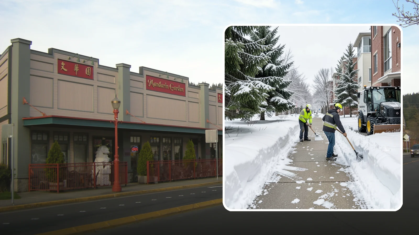 Apartment Complex Sidewalk Clearing in Issaquah, King County, WA - Multi-building walkway clearing for Western Washington apartment communities, keeping the interior paths tenants use around the...