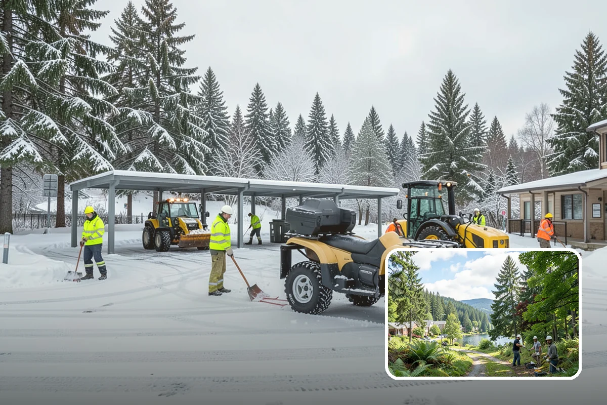Apartment Complex Sidewalk Clearing in Lake Forest Park, King County, WA - Protects owners and property managers from tenant slip-and-fall litigation