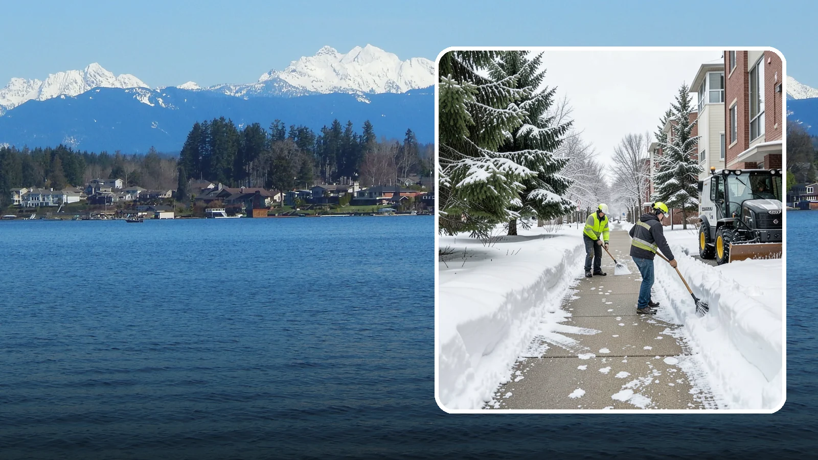 Apartment Complex Sidewalk Clearing in Lake Stevens, Snohomish County, WA - Multi-building walkway clearing for Western Washington apartment communities, keeping the interior paths tenants use around the...