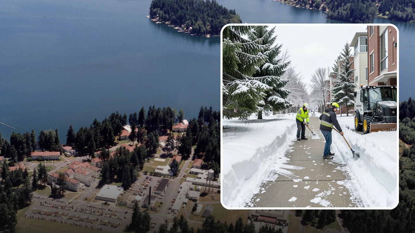 Apartment Complex Sidewalk Clearing in Lakewood, Pierce County, WA - Multi-building walkway clearing for Western Washington apartment communities, keeping the interior paths tenants use around the...