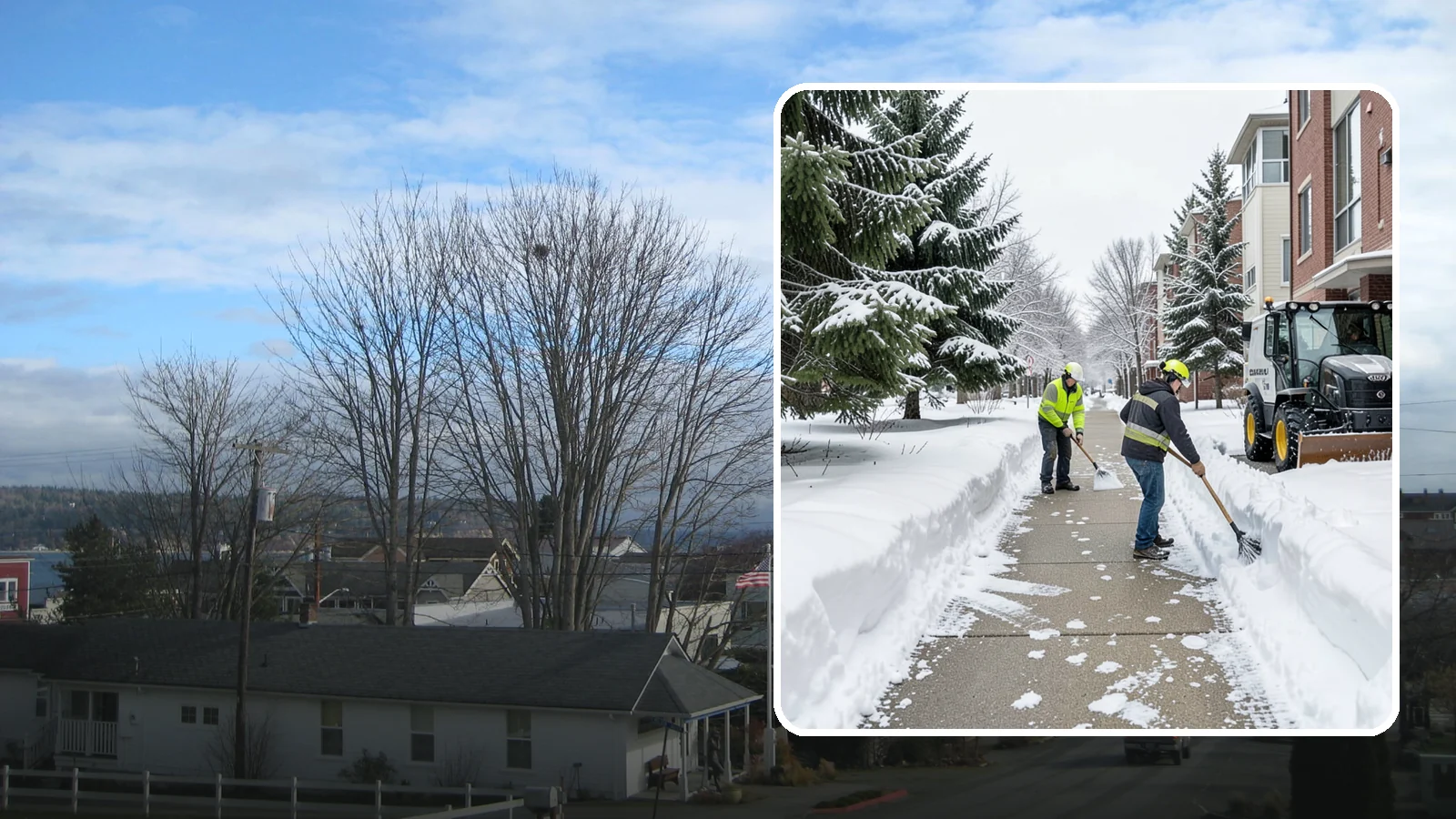 Apartment Complex Sidewalk Clearing in Langley, Island County, WA - Multi-building walkway clearing for Western Washington apartment communities, keeping the interior paths tenants use around the...