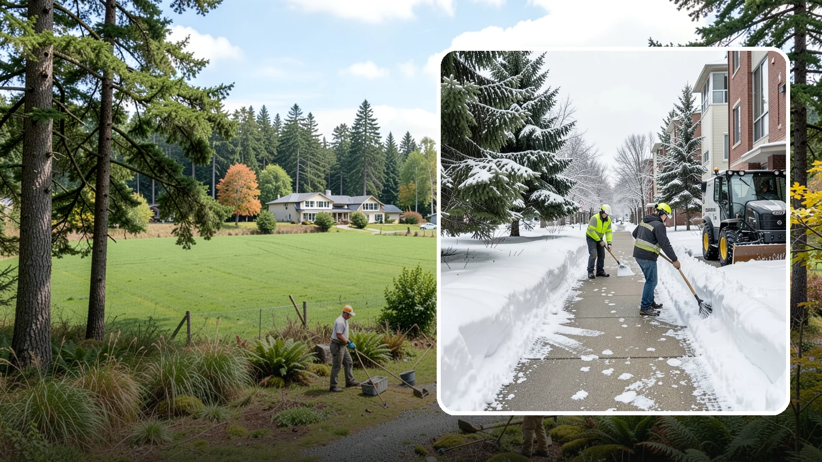 Apartment Complex Sidewalk Clearing in Lyman, Skagit County, WA - Multi-building walkway clearing for Western Washington apartment communities, keeping the interior paths tenants use around the...