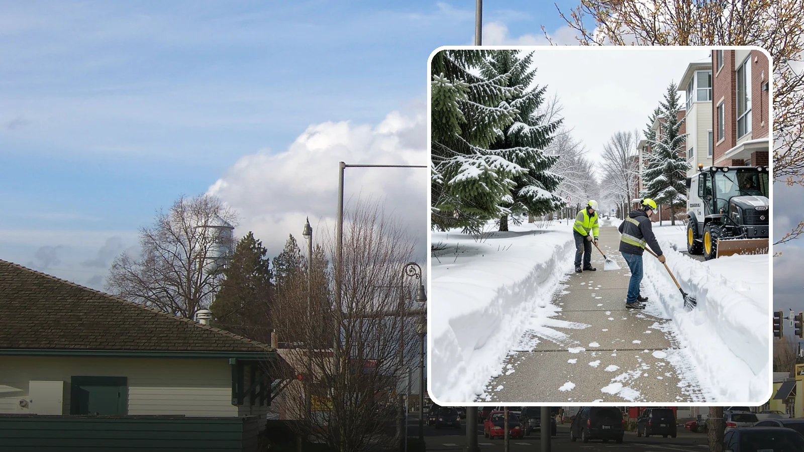 Apartment Complex Sidewalk Clearing in Marysville, Snohomish County, WA - Multi-building walkway clearing for Western Washington apartment communities, keeping the interior paths tenants use around the...