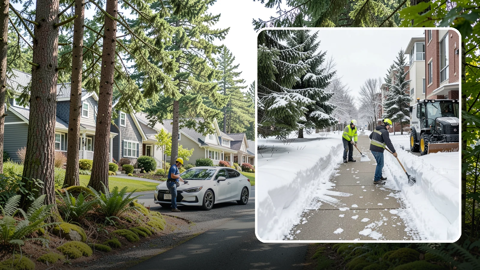 Apartment Complex Sidewalk Clearing in Normandy Park, King County, WA - Multi-building walkway clearing for Western Washington apartment communities, keeping the interior paths tenants use around the...
