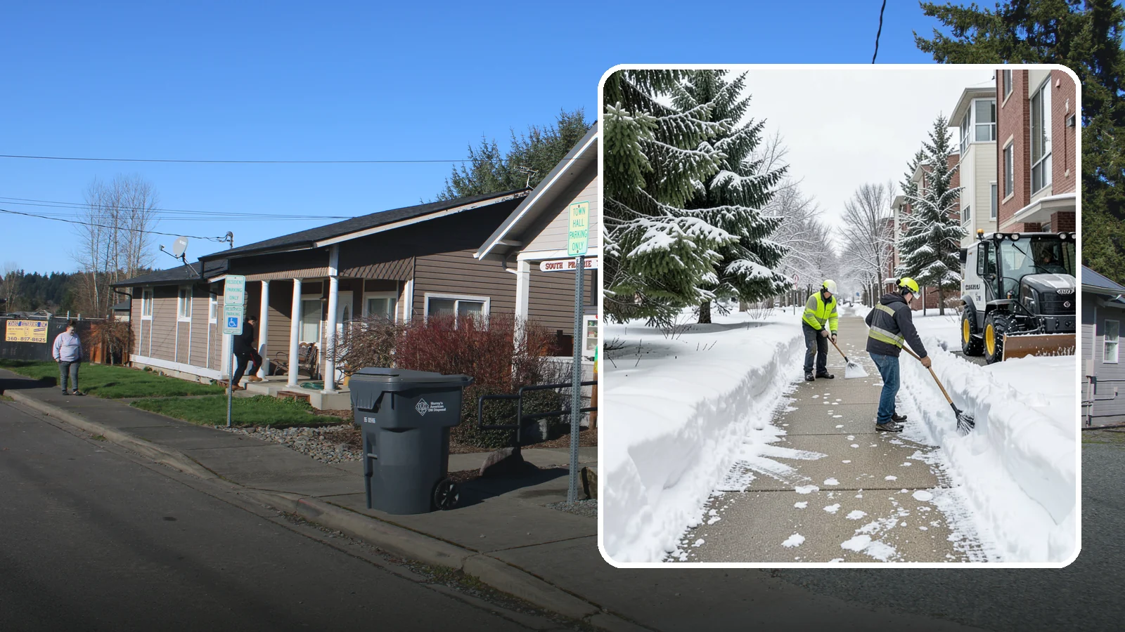 Apartment Complex Sidewalk Clearing in South Prairie, Pierce County, WA - Multi-building walkway clearing for Western Washington apartment communities, keeping the interior paths tenants use around the...
