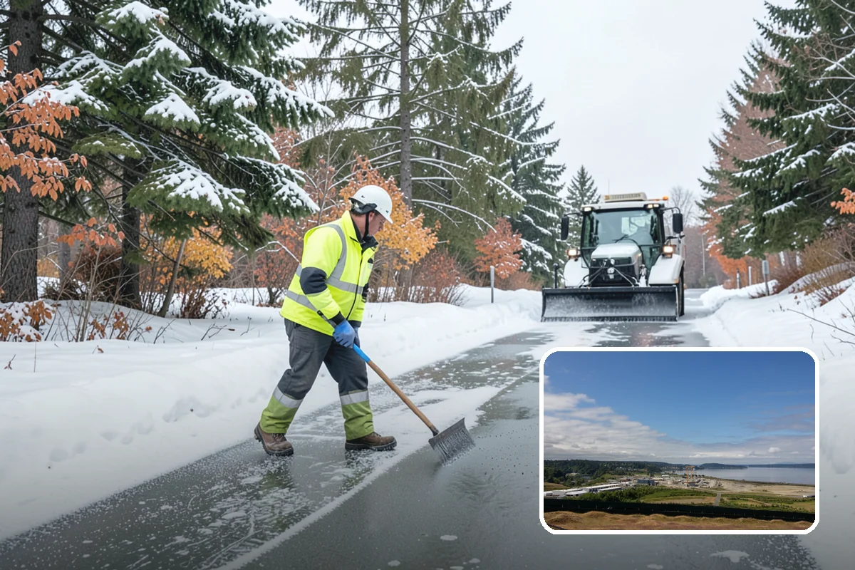 Apartment Complex Sidewalk Clearing in University Place, Pierce County, WA - Protects owners and property managers from tenant slip-and-fall litigation
