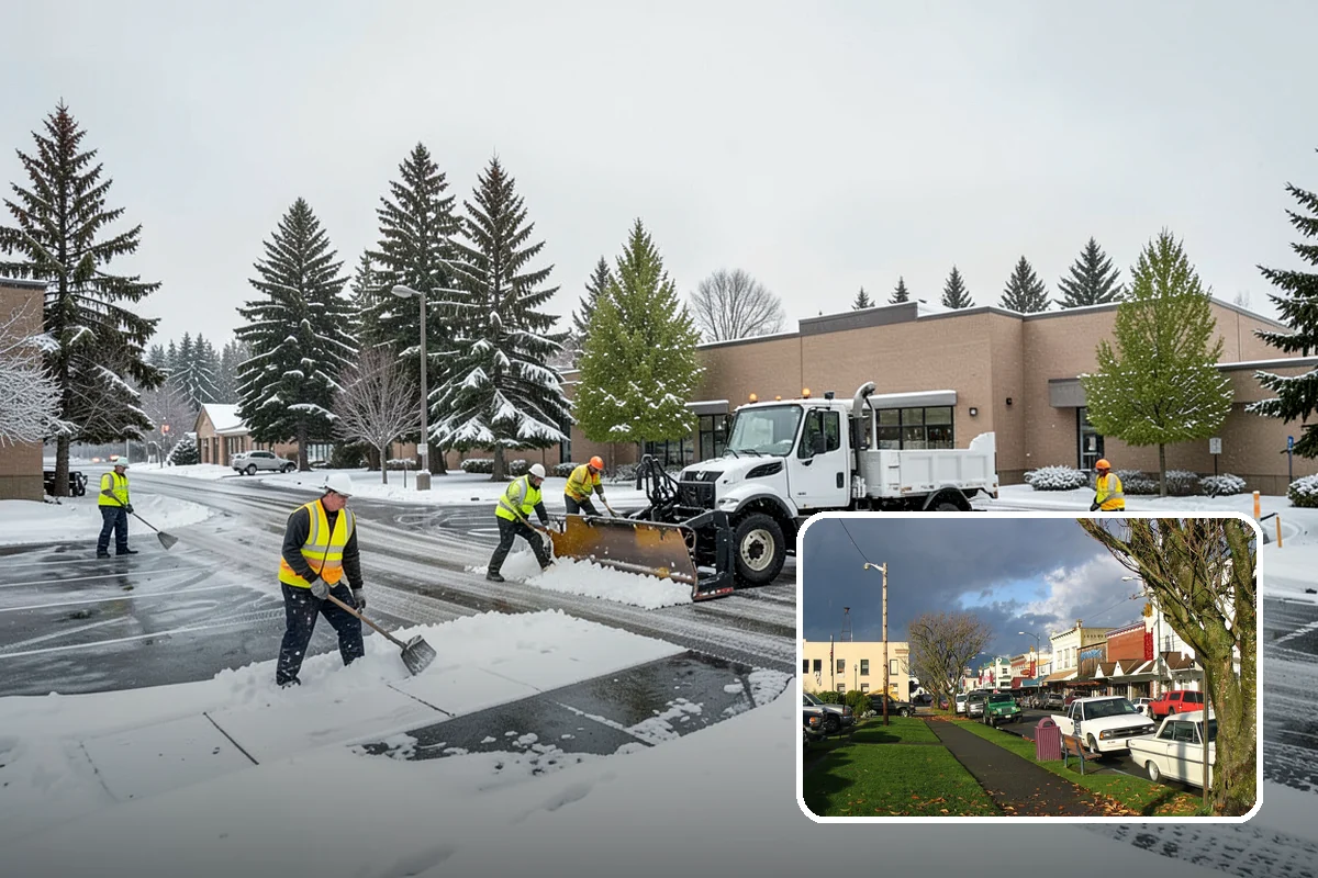 Apartment Complex Snow Plowing in Arlington, Snohomish County, WA - Drive aisles and resident lots cleared before the morning tenant rush