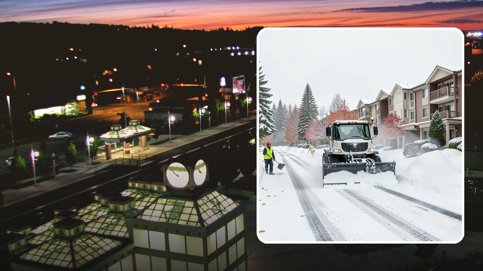 Apartment Complex Snow Plowing in Auburn, King County, WA - We keep multi-building apartment communities open by plowing drive aisles, resident lots, and building entries before the morning...