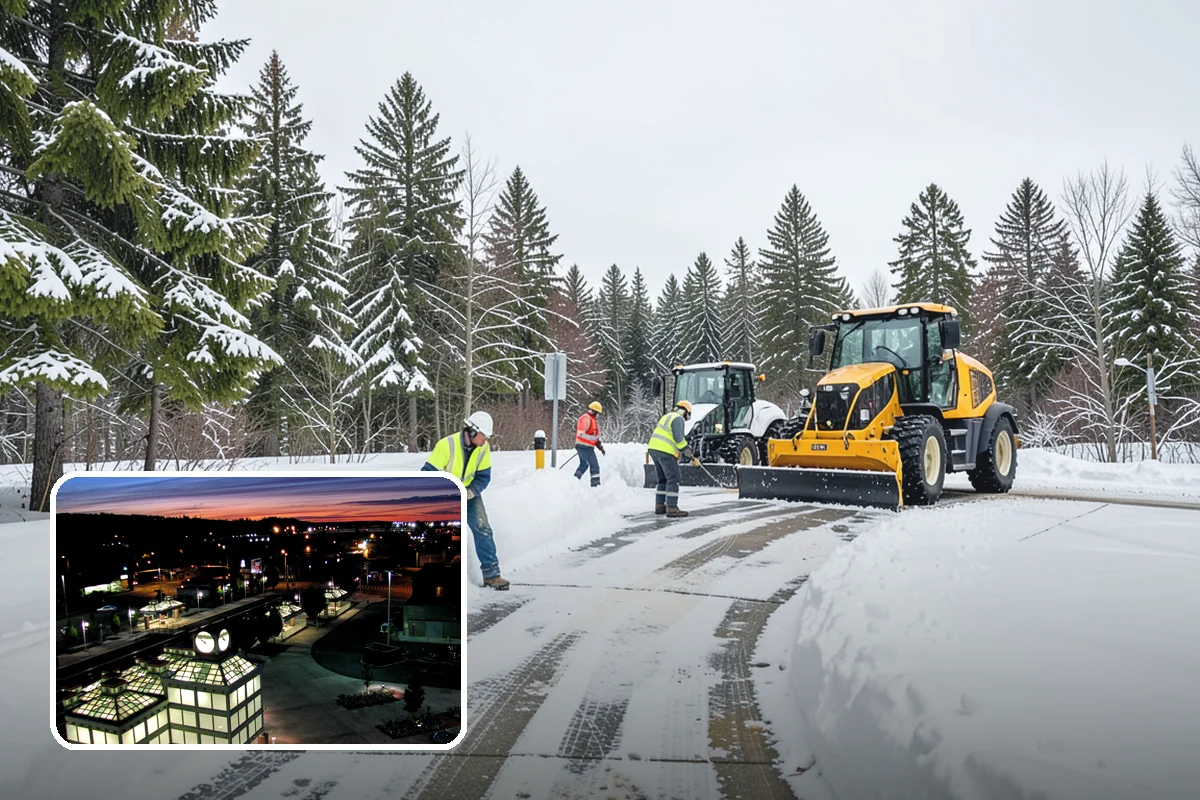 Apartment Complex Snow Plowing in Auburn, King County, WA - Drive aisles and resident lots cleared before the morning tenant rush