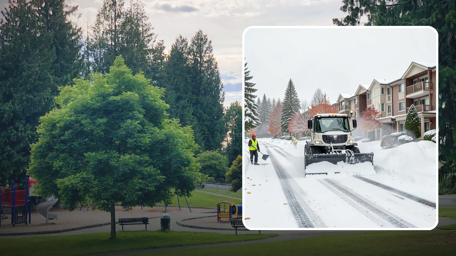 Apartment Complex Snow Plowing in Bonney Lake, Pierce County, WA - We keep multi-building apartment communities open by plowing drive aisles, resident lots, and building entries before the morning...