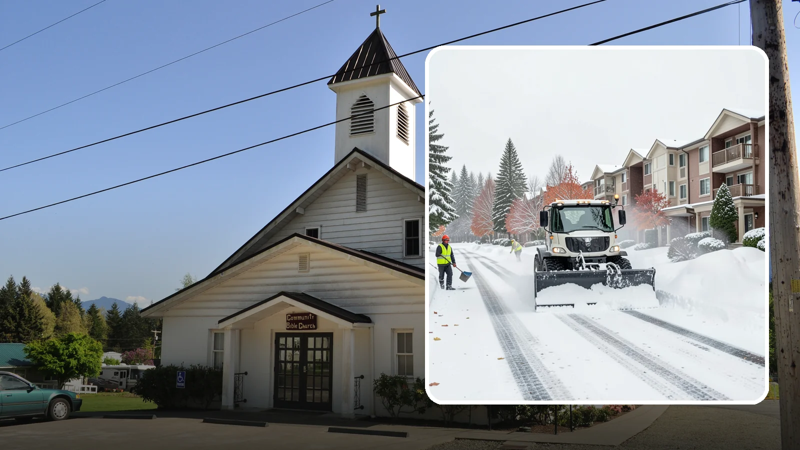 Apartment Complex Snow Plowing in Concrete, Skagit County, WA - We keep multi-building apartment communities open by plowing drive aisles, resident lots, and building entries before the morning...