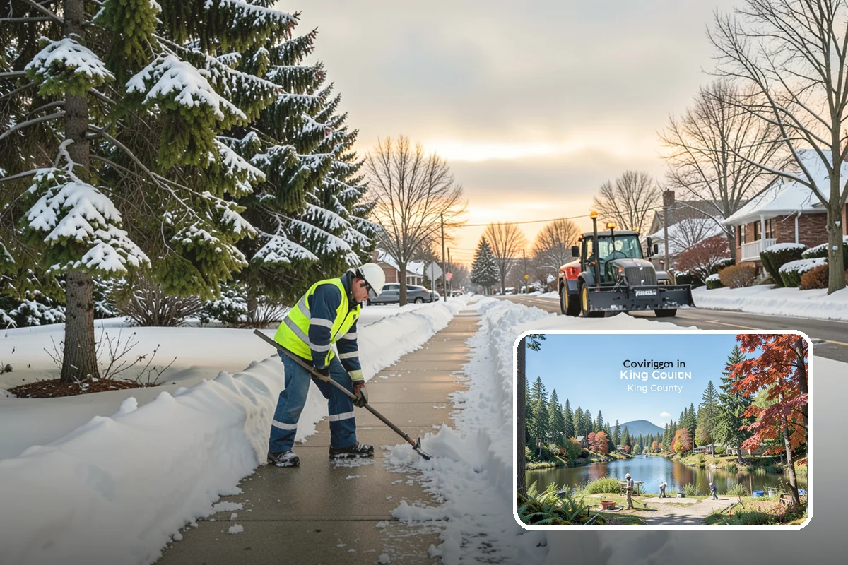 Apartment Complex Snow Plowing in Covington, King County, WA - Drive aisles and resident lots cleared before the morning tenant rush