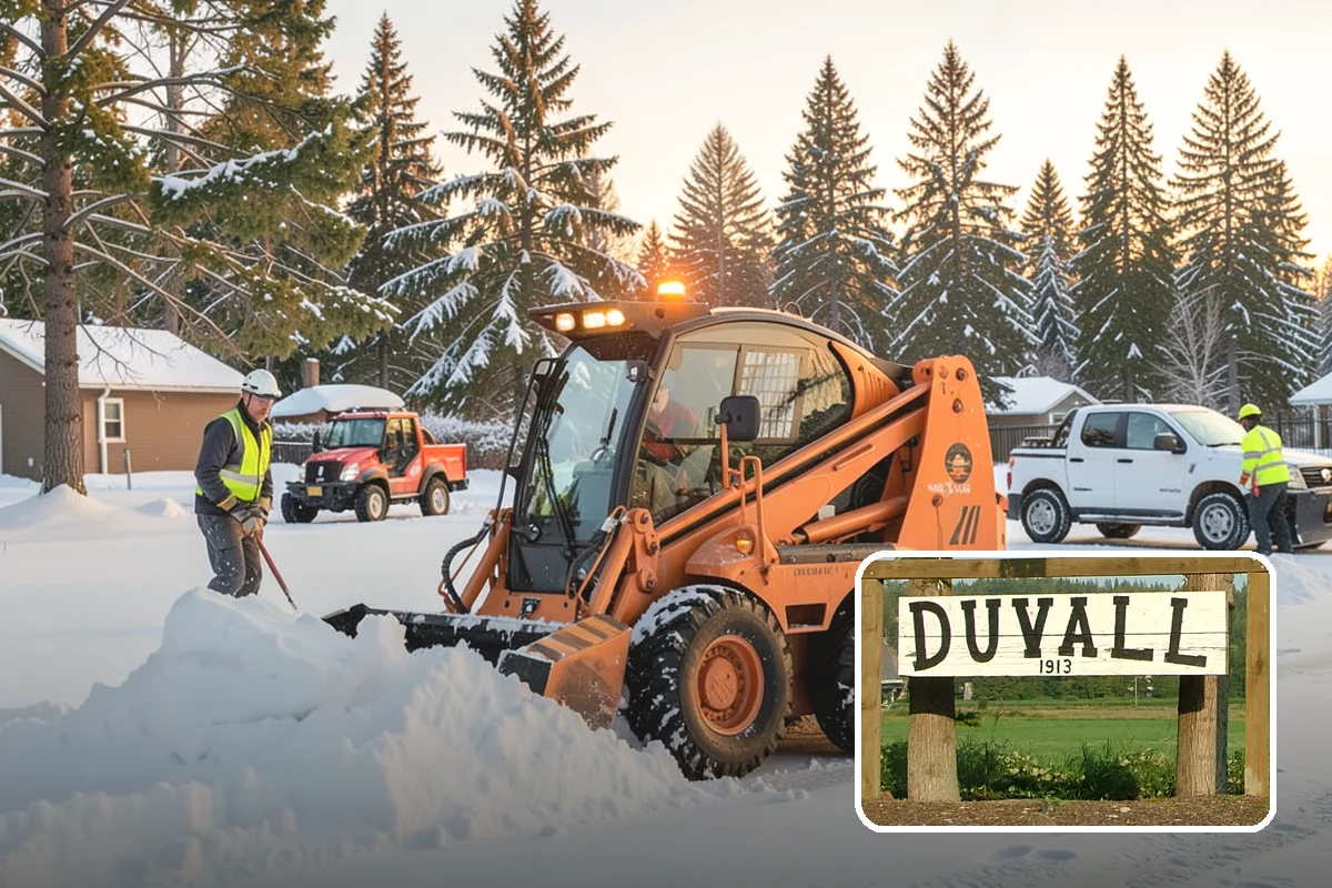 Apartment Complex Snow Plowing in Duvall, King County, WA - Drive aisles and resident lots cleared before the morning tenant rush