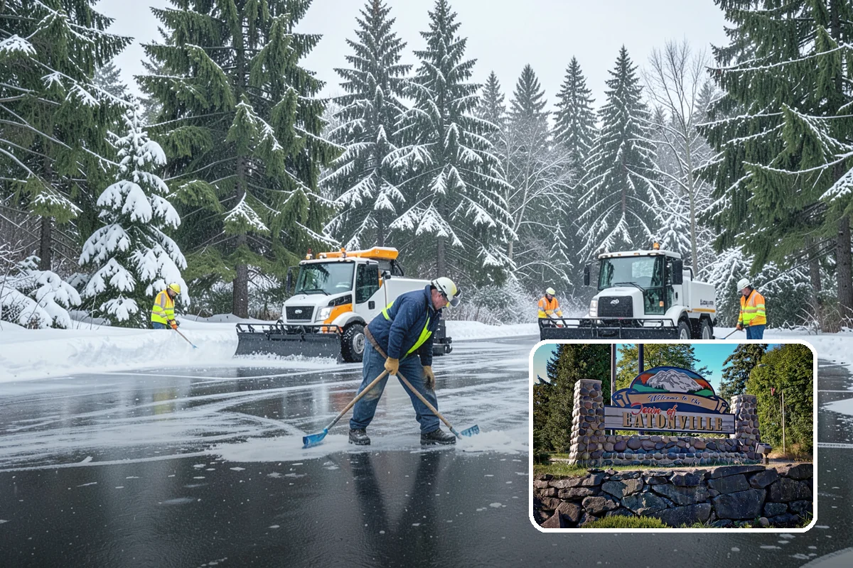 Apartment Complex Snow Plowing in Eatonville, Pierce County, WA - Drive aisles and resident lots cleared before the morning tenant rush