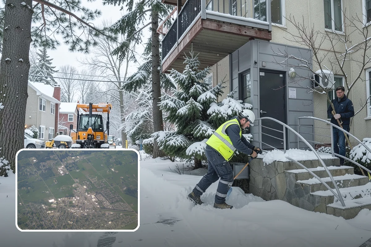 Apartment Complex Snow Plowing in Enumclaw, King County, WA - Drive aisles and resident lots cleared before the morning tenant rush