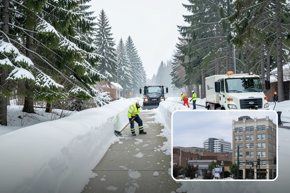 Apartment Complex Snow Plowing in Everett, Snohomish County, WA - Drive aisles and resident lots cleared before the morning tenant rush