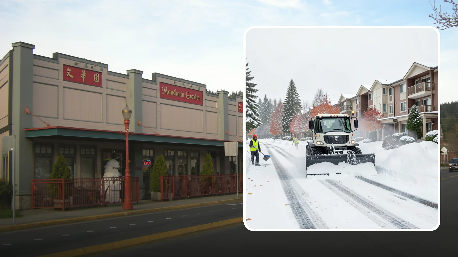 Apartment Complex Snow Plowing in Issaquah, King County, WA - We keep multi-building apartment communities open by plowing drive aisles, resident lots, and building entries before the morning...