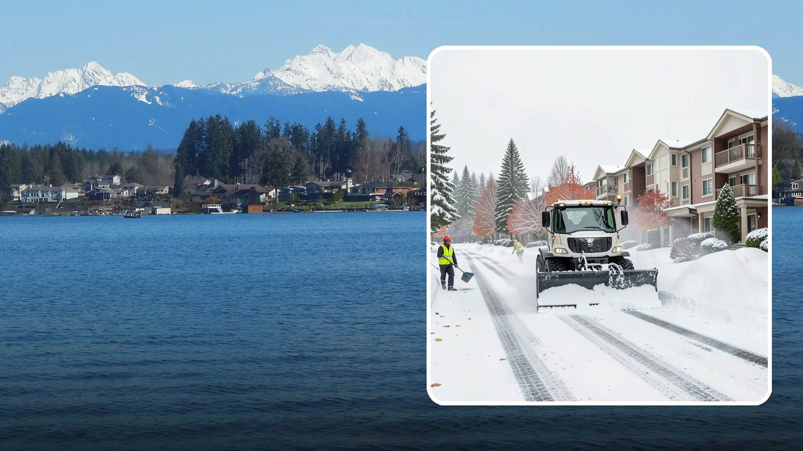 Apartment Complex Snow Plowing in Lake Stevens, Snohomish County, WA - We keep multi-building apartment communities open by plowing drive aisles, resident lots, and building entries before the morning...