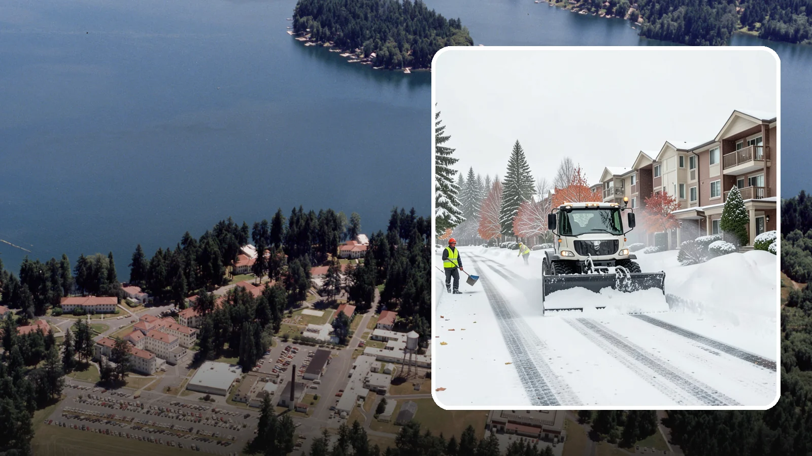 Apartment Complex Snow Plowing in Lakewood, Pierce County, WA - We keep multi-building apartment communities open by plowing drive aisles, resident lots, and building entries before the morning...