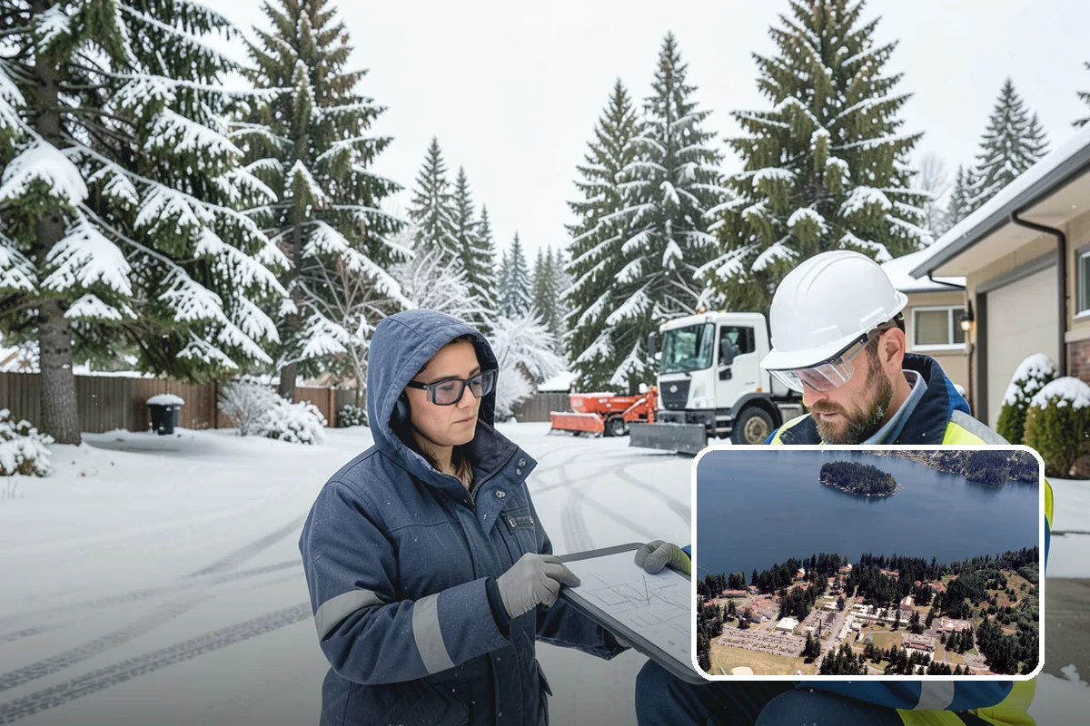 Apartment Complex Snow Plowing in Lakewood, Pierce County, WA - Drive aisles and resident lots cleared before the morning tenant rush