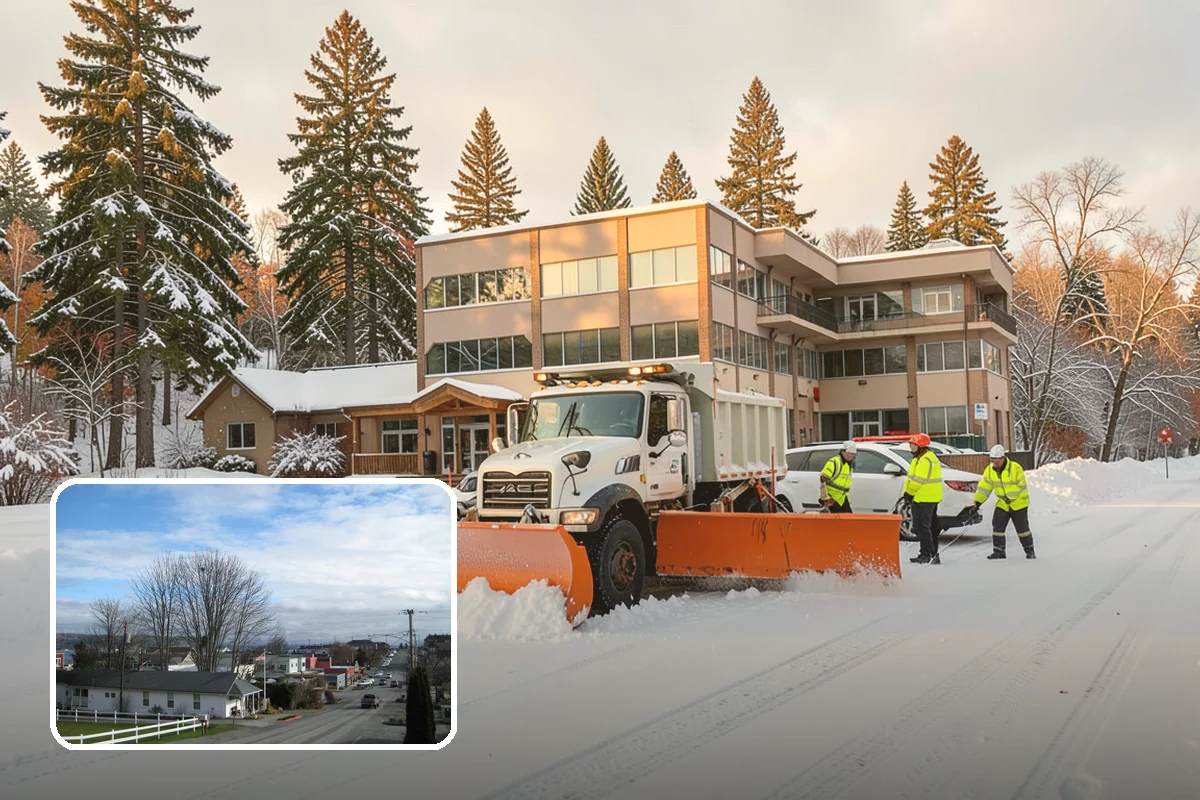 Apartment Complex Snow Plowing in Langley, Island County, WA - Drive aisles and resident lots cleared before the morning tenant rush