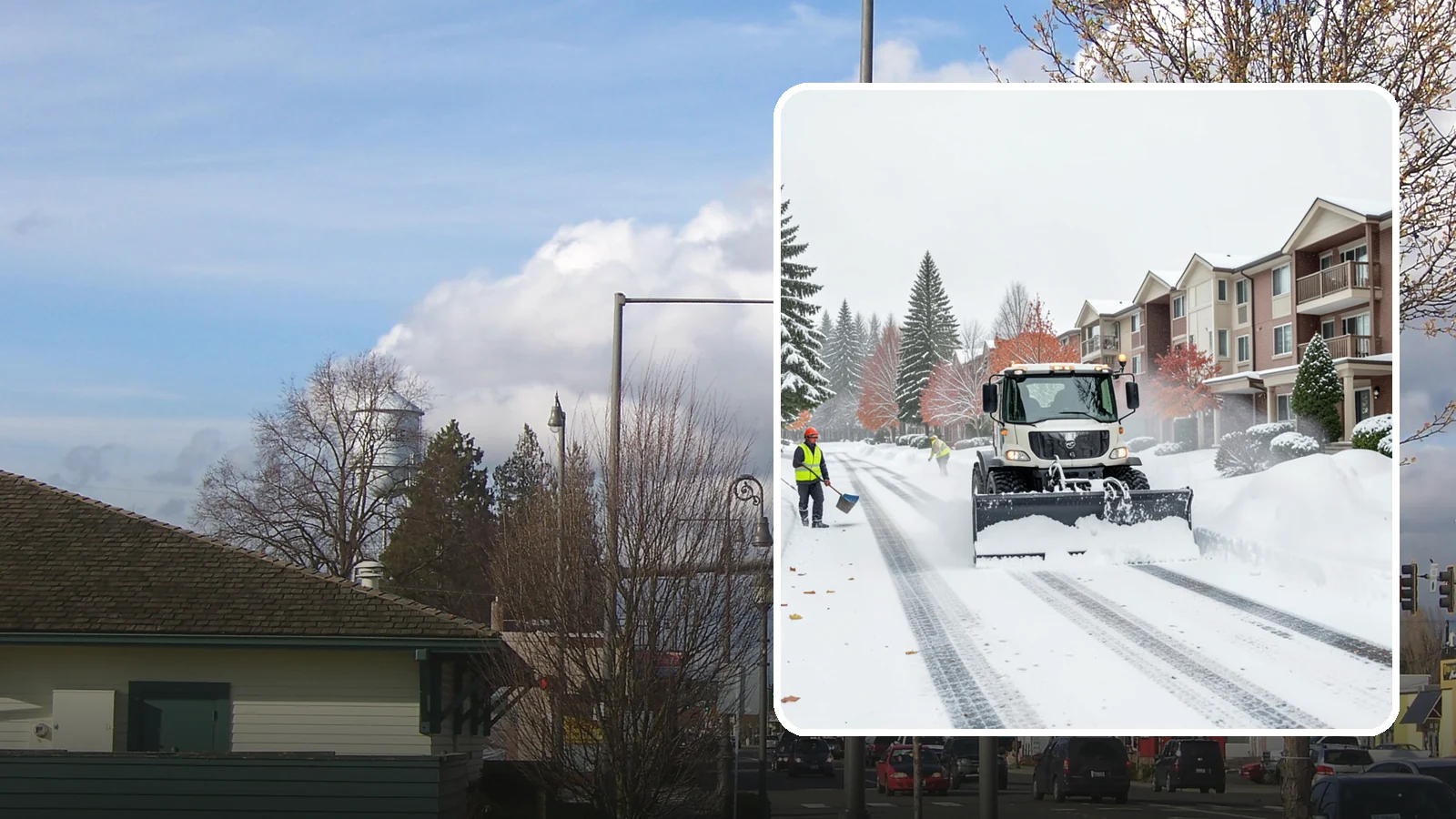 Apartment Complex Snow Plowing in Marysville, Snohomish County, WA - We keep multi-building apartment communities open by plowing drive aisles, resident lots, and building entries before the morning...