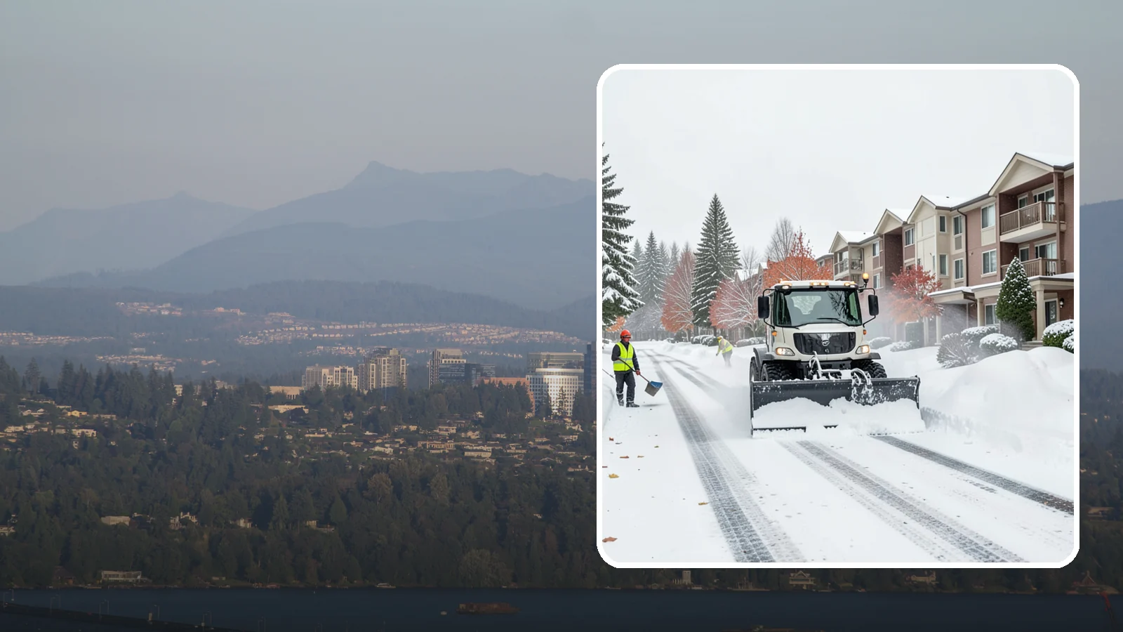 Apartment Complex Snow Plowing in Medina, King County, WA - We keep multi-building apartment communities open by plowing drive aisles, resident lots, and building entries before the morning...