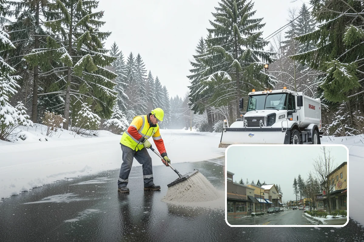 Apartment Complex Snow Plowing in Mill Creek, Snohomish County, WA - Drive aisles and resident lots cleared before the morning tenant rush