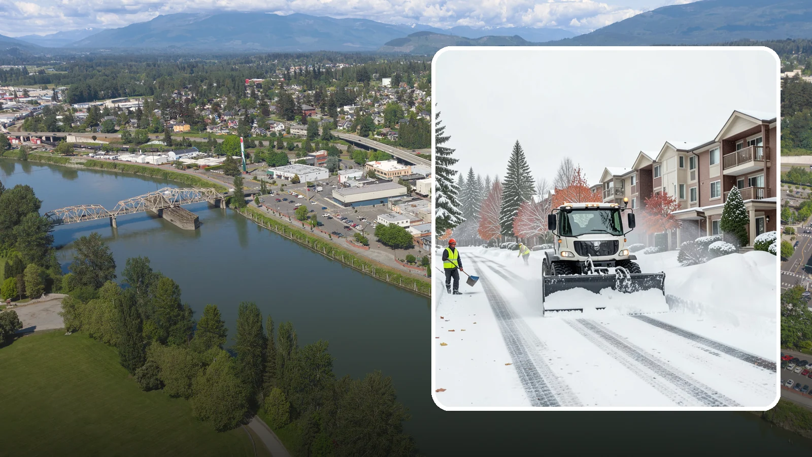 Apartment Complex Snow Plowing in Mount Vernon, Skagit County, WA - We keep multi-building apartment communities open by plowing drive aisles, resident lots, and building entries before the morning...