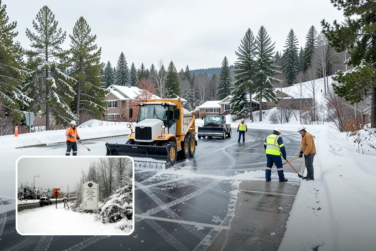 Apartment Complex Snow Plowing in Newcastle, King County, WA - Drive aisles and resident lots cleared before the morning tenant rush