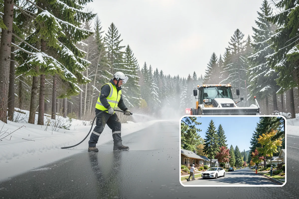 Apartment Complex Snow Plowing in Orting, Pierce County, WA - Drive aisles and resident lots cleared before the morning tenant rush