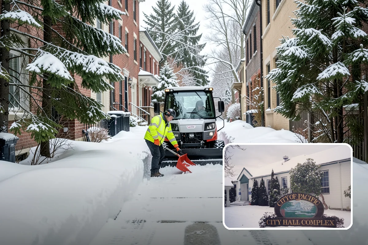 Apartment Complex Snow Plowing in Pacific, King County, WA - Drive aisles and resident lots cleared before the morning tenant rush