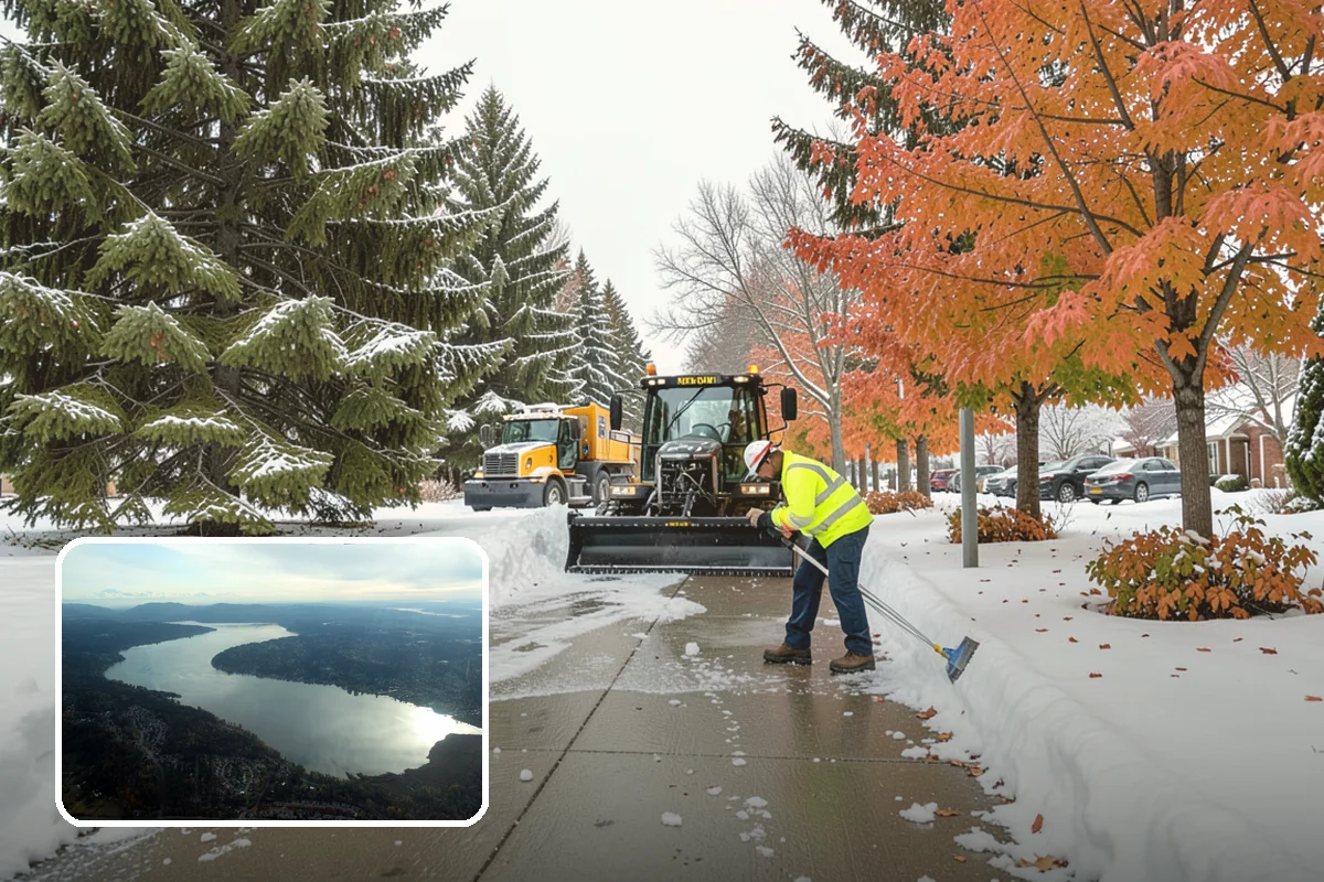 Apartment Complex Snow Plowing in Sammamish, King County, WA - Drive aisles and resident lots cleared before the morning tenant rush
