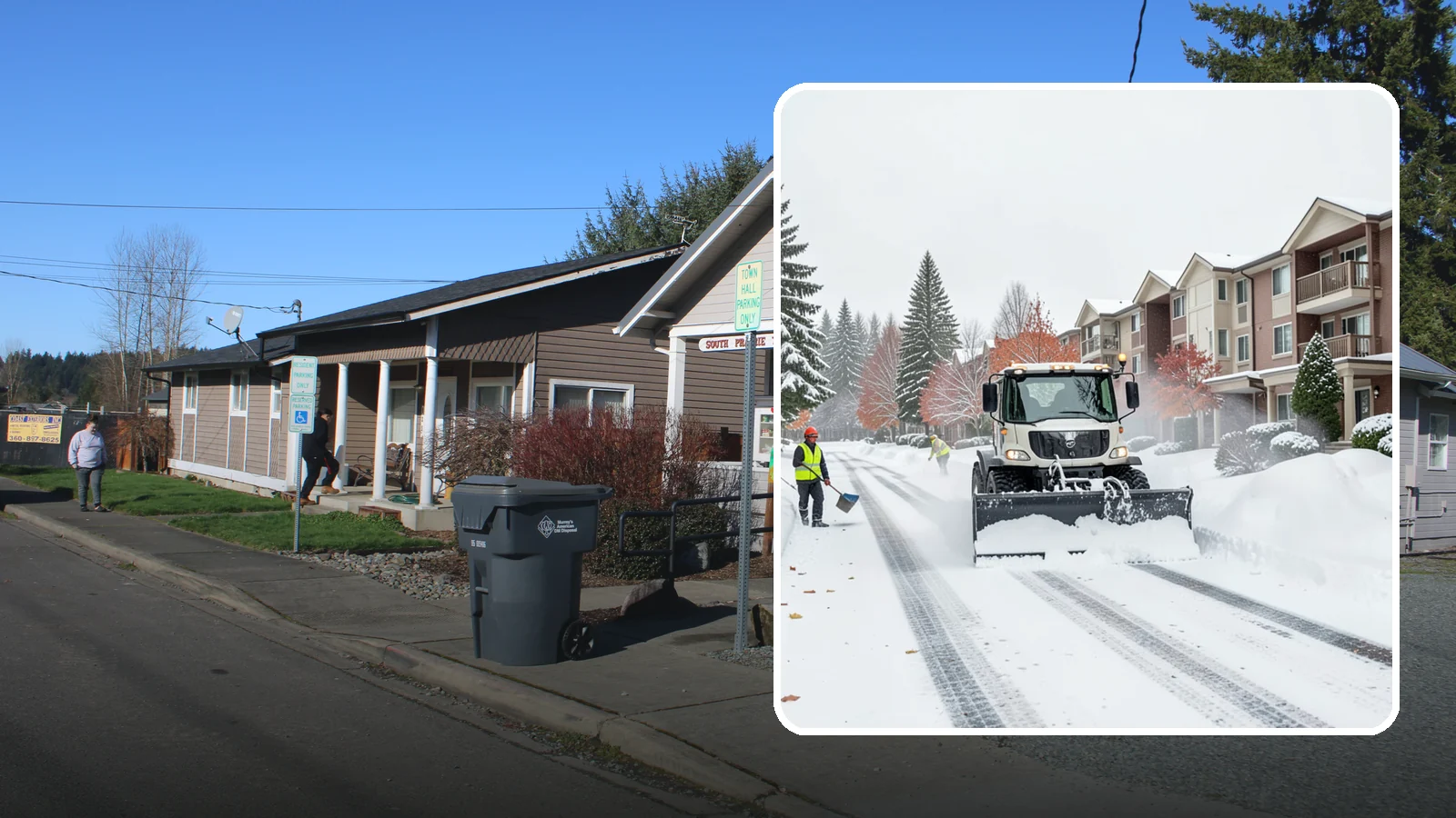 Apartment Complex Snow Plowing in South Prairie, Pierce County, WA - We keep multi-building apartment communities open by plowing drive aisles, resident lots, and building entries before the morning...
