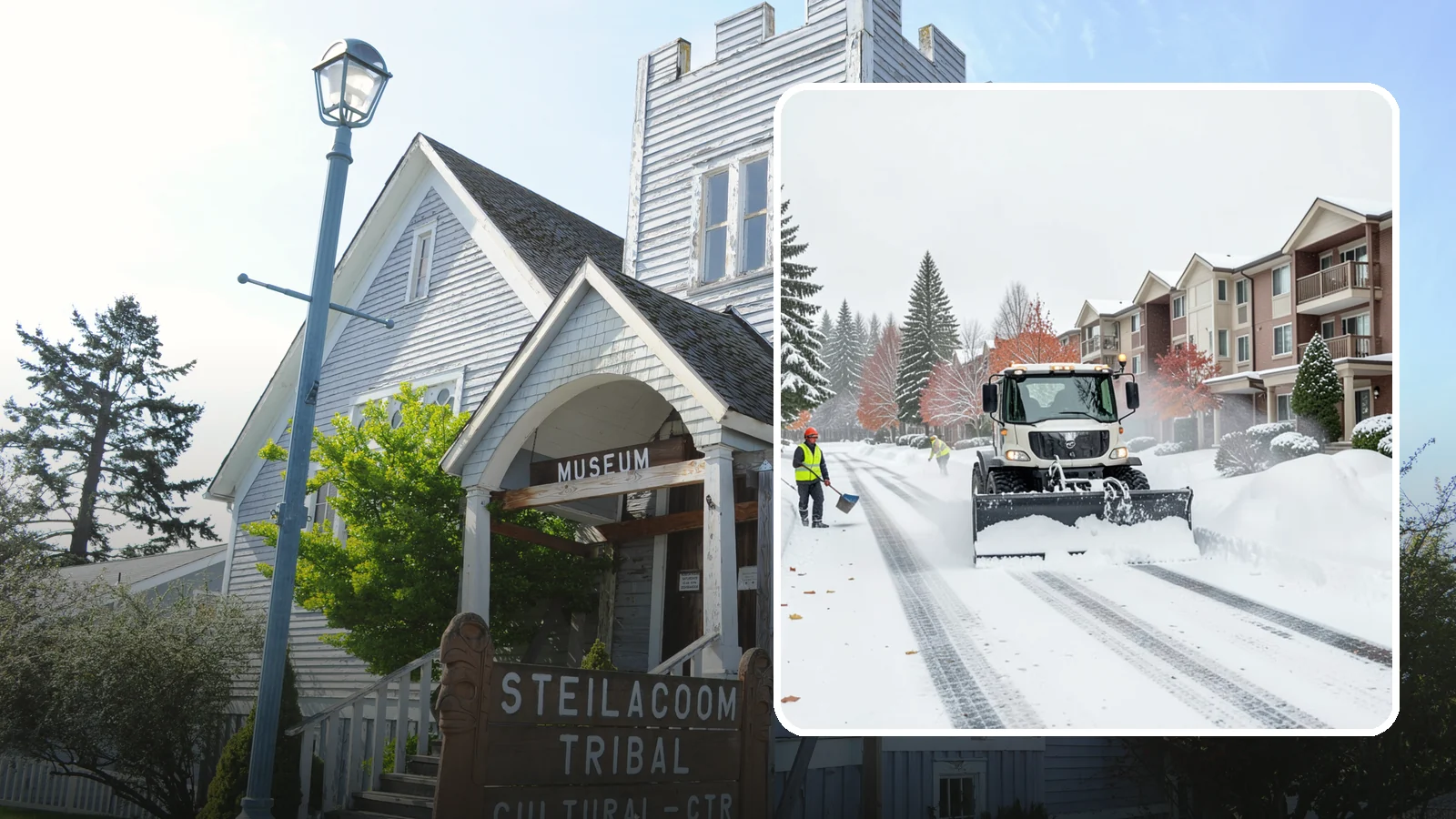 Apartment Complex Snow Plowing in Steilacoom, Pierce County, WA - We keep multi-building apartment communities open by plowing drive aisles, resident lots, and building entries before the morning...