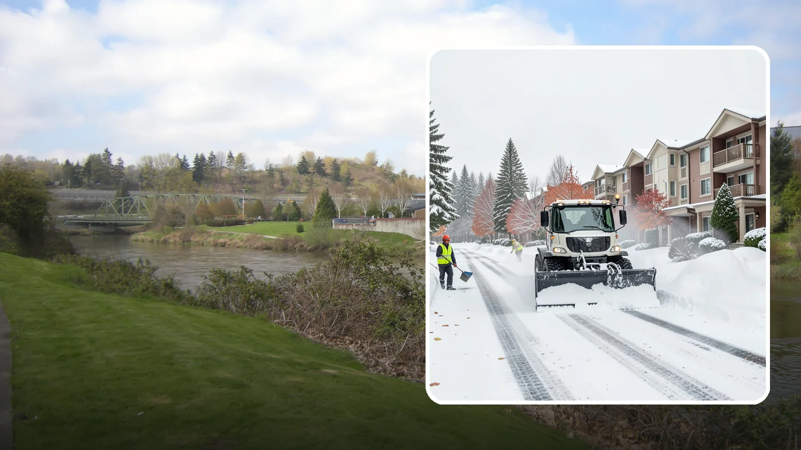 Apartment Complex Snow Plowing in Tukwila, King County, WA - We keep multi-building apartment communities open by plowing drive aisles, resident lots, and building entries before the morning...