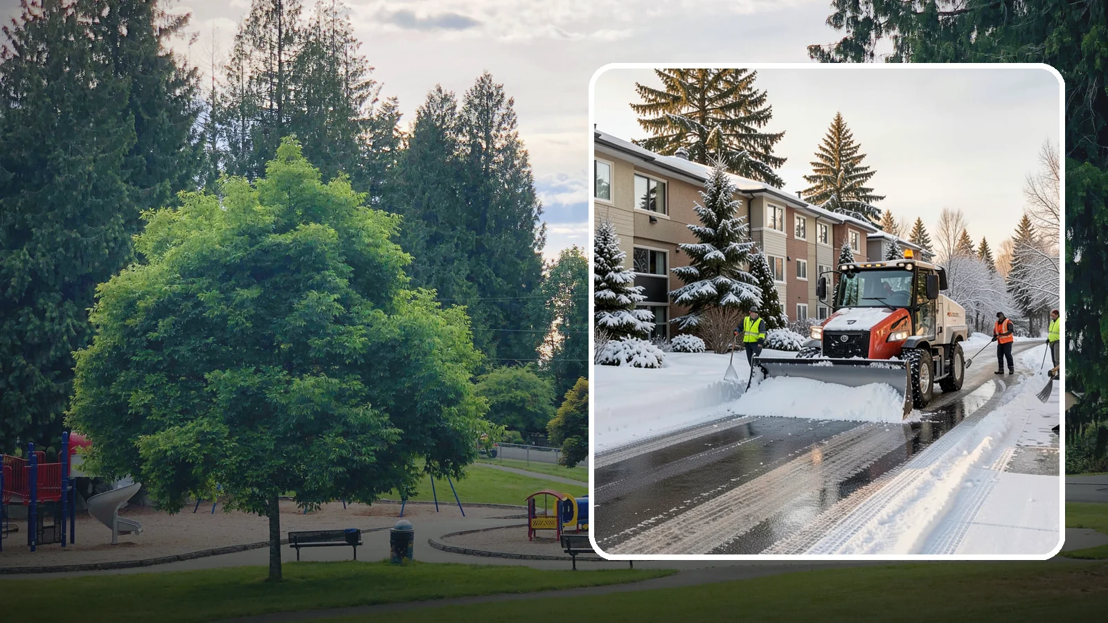 Apartment Complex Snow Removal in Bonney Lake, Pierce County, WA - Keep residents, drives, and shared walkways safe at your apartment community during Western Washington snow and ice events.