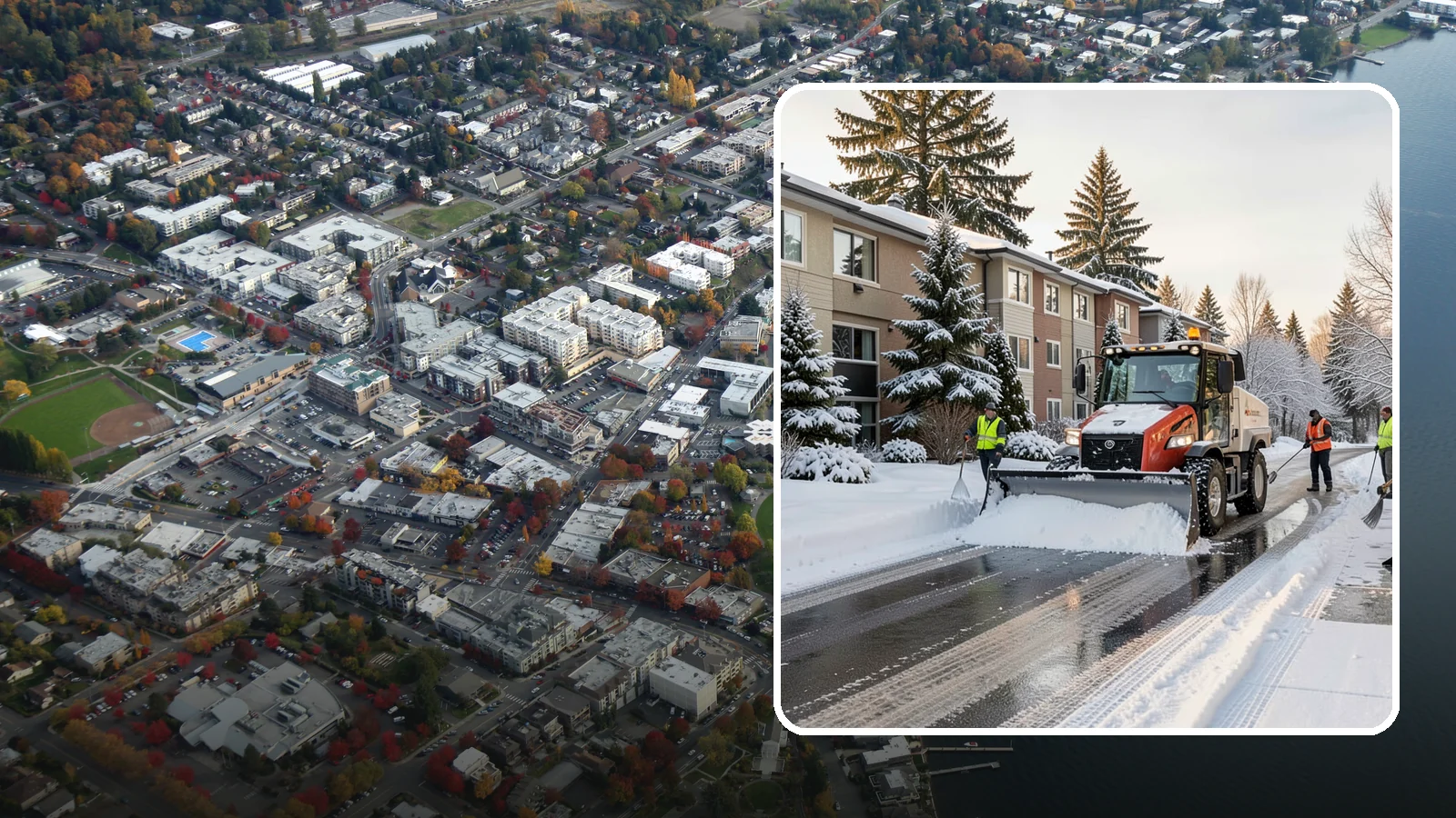 Apartment Complex Snow Removal in Kirkland, King County, WA - Keep residents, drives, and shared walkways safe at your apartment community during Western Washington snow and ice events.