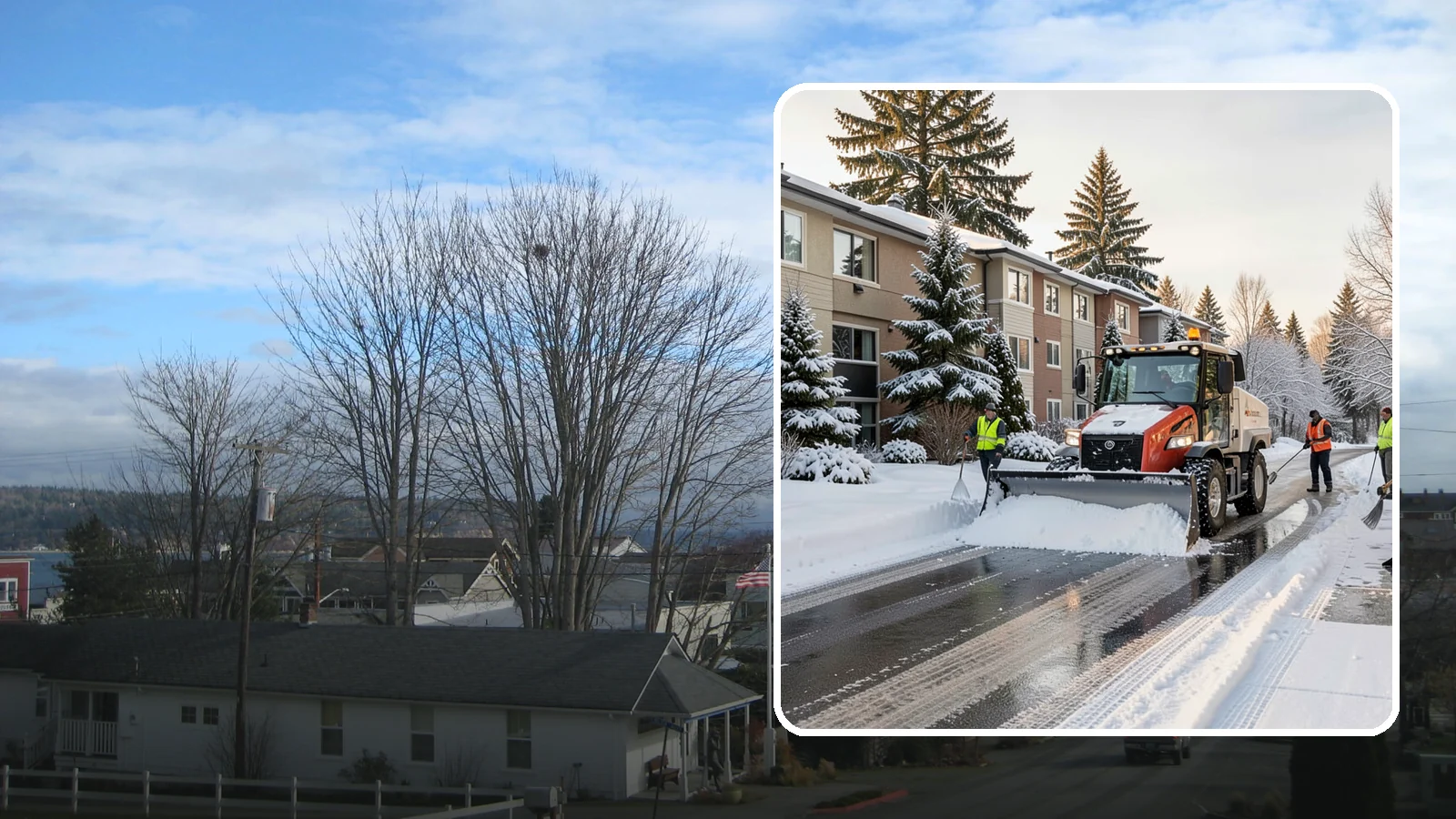 Apartment Complex Snow Removal in Langley, Island County, WA - Keep residents, drives, and shared walkways safe at your apartment community during Western Washington snow and ice events.
