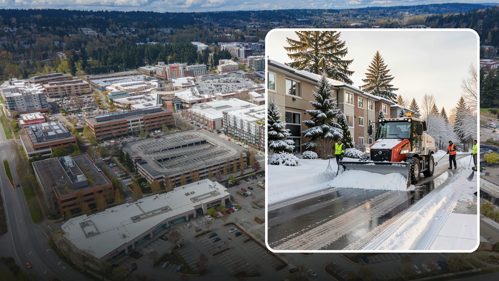 Apartment Complex Snow Removal in Redmond, King County, WA - Keep residents, drives, and shared walkways safe at your apartment community during Western Washington snow and ice events.
