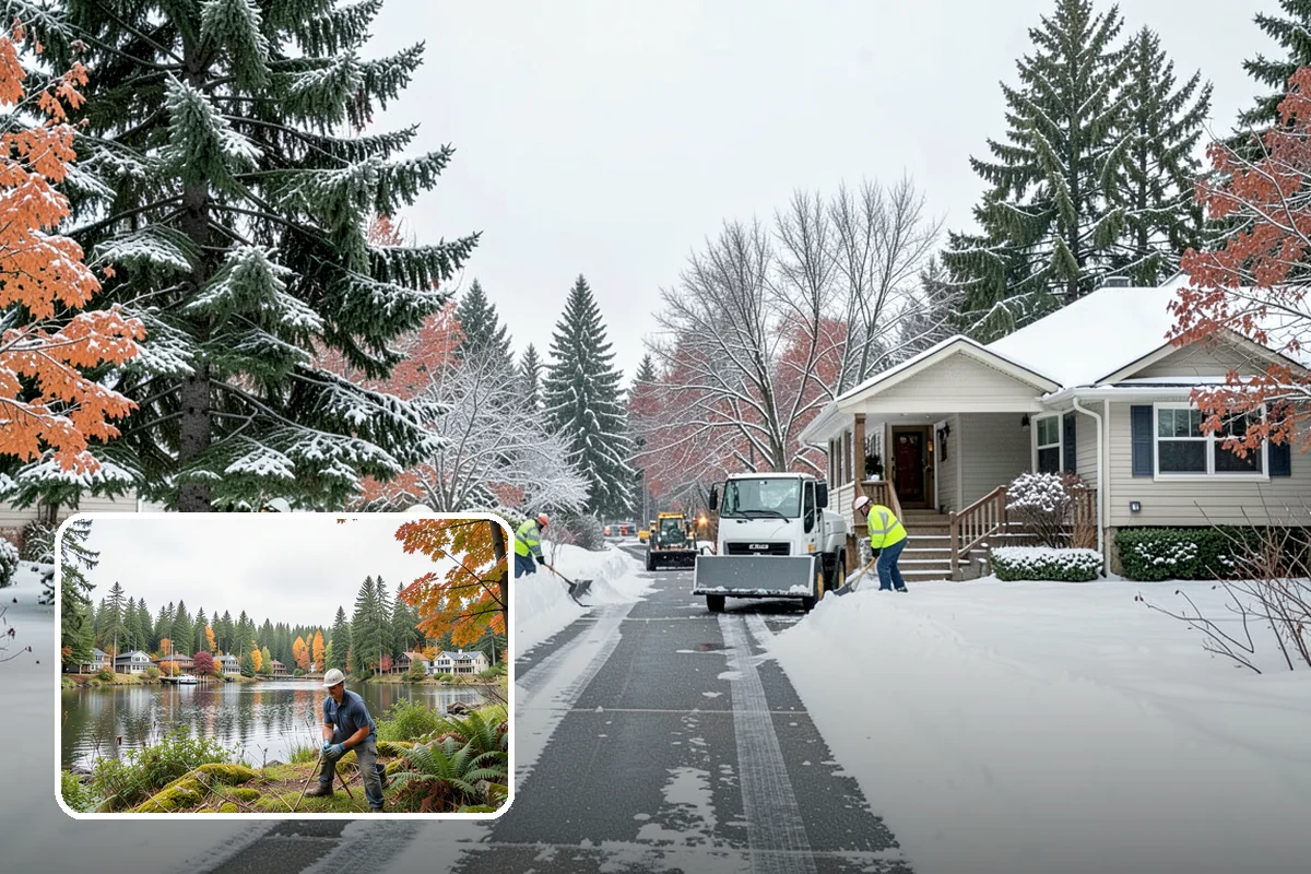 Apartment Snow Removal in La Conner, Skagit County, WA - Full-community clearing of lots and paths