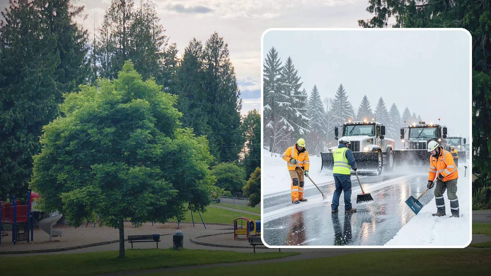 Arctic Blast Response in Bonney Lake, Pierce County, WA - We keep pavement safe during arctic blasts when frigid outflow winds drop temperatures and freeze everything solid.