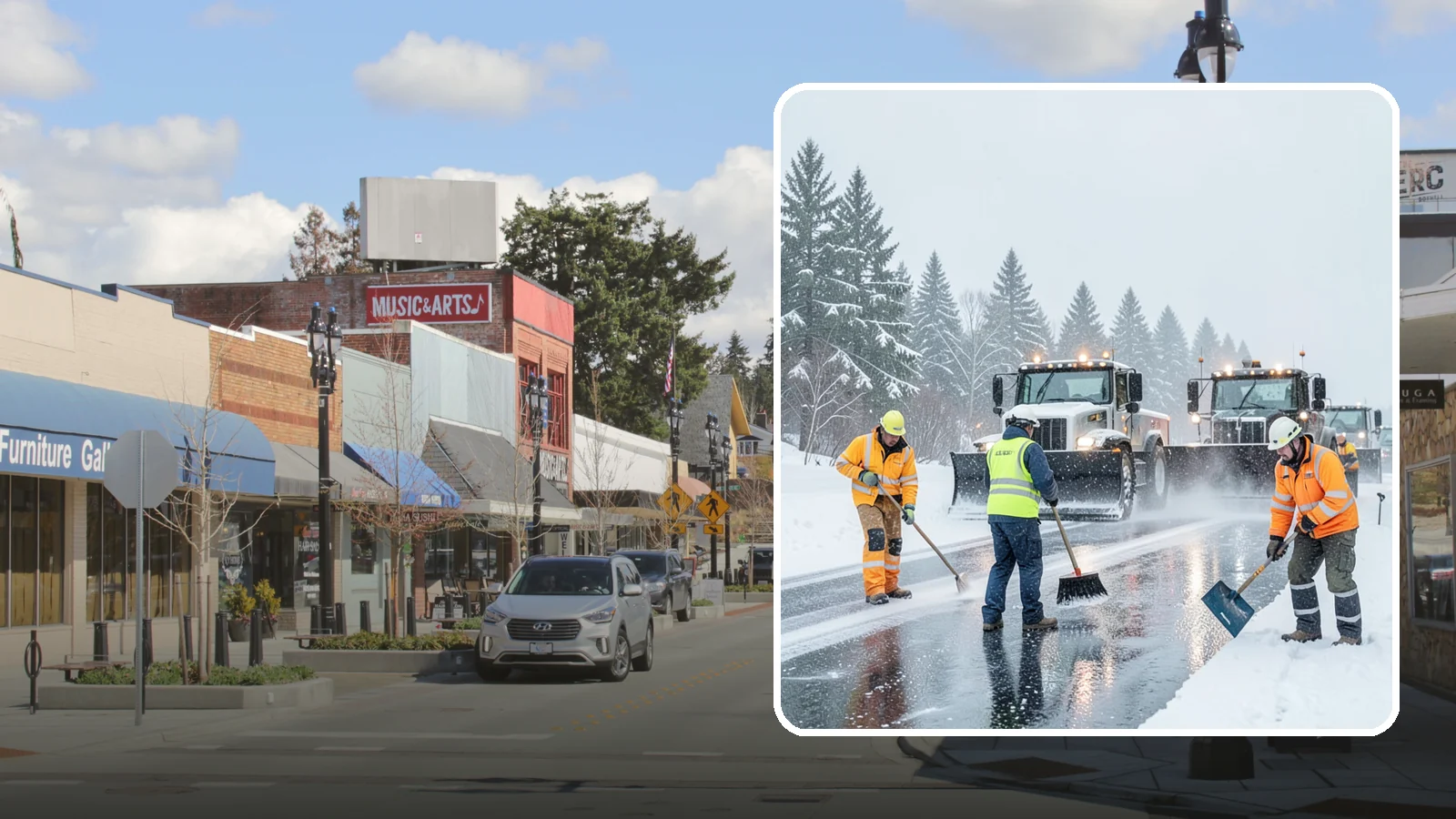 Arctic Blast Response in Bothell, King County, WA - We keep pavement safe during arctic blasts when frigid outflow winds drop temperatures and freeze everything solid.