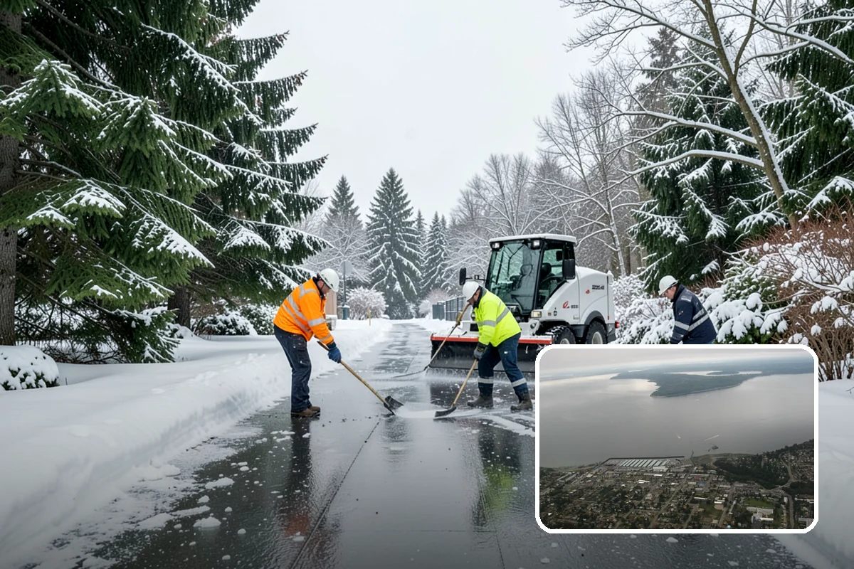 Arctic Blast Response in Des Moines, King County, WA - Treatment matched to dry, windy cold that refreezes surfaces quickly