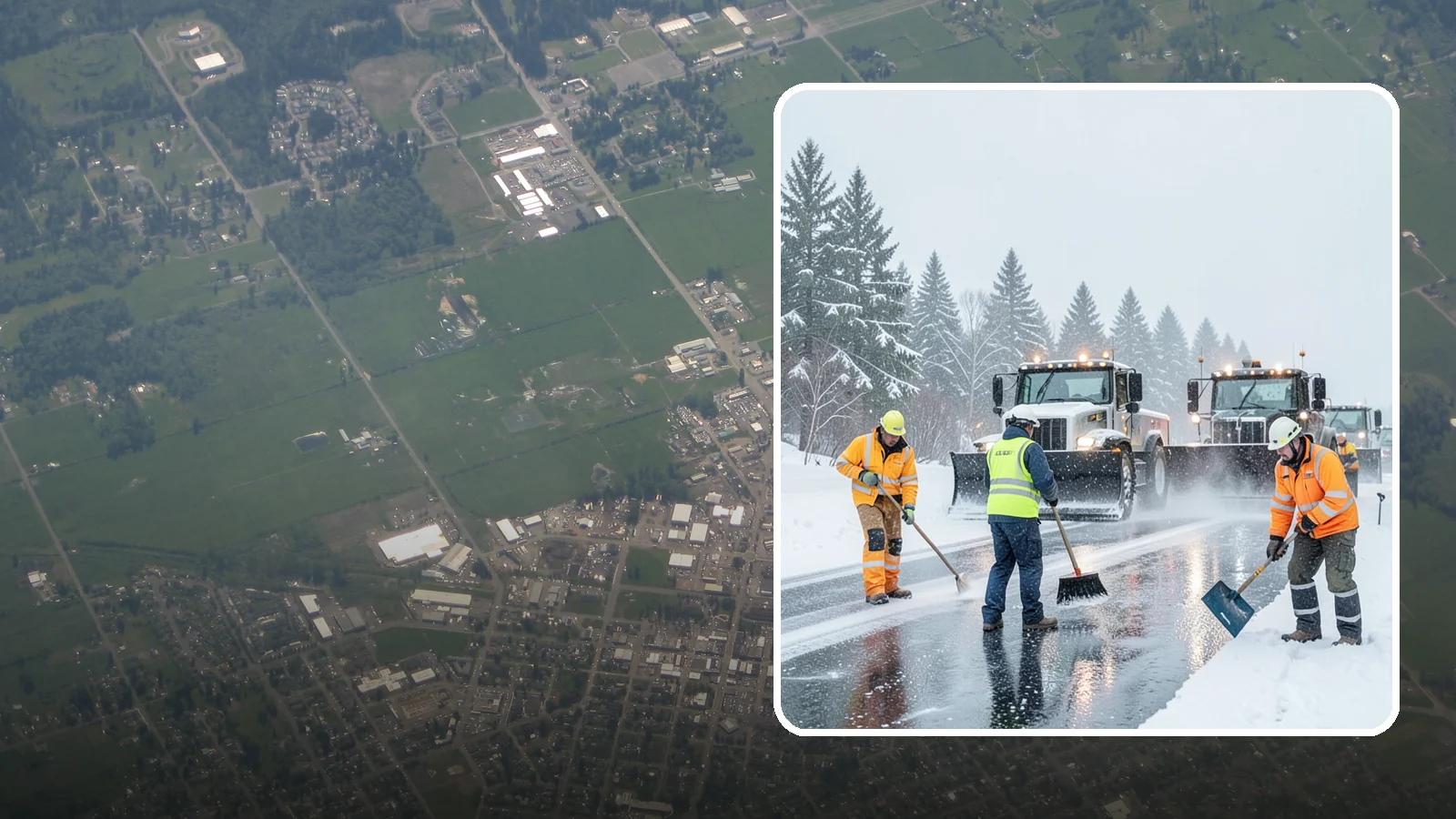Arctic Blast Response in Enumclaw, King County, WA - We keep pavement safe during arctic blasts when frigid outflow winds drop temperatures and freeze everything solid.