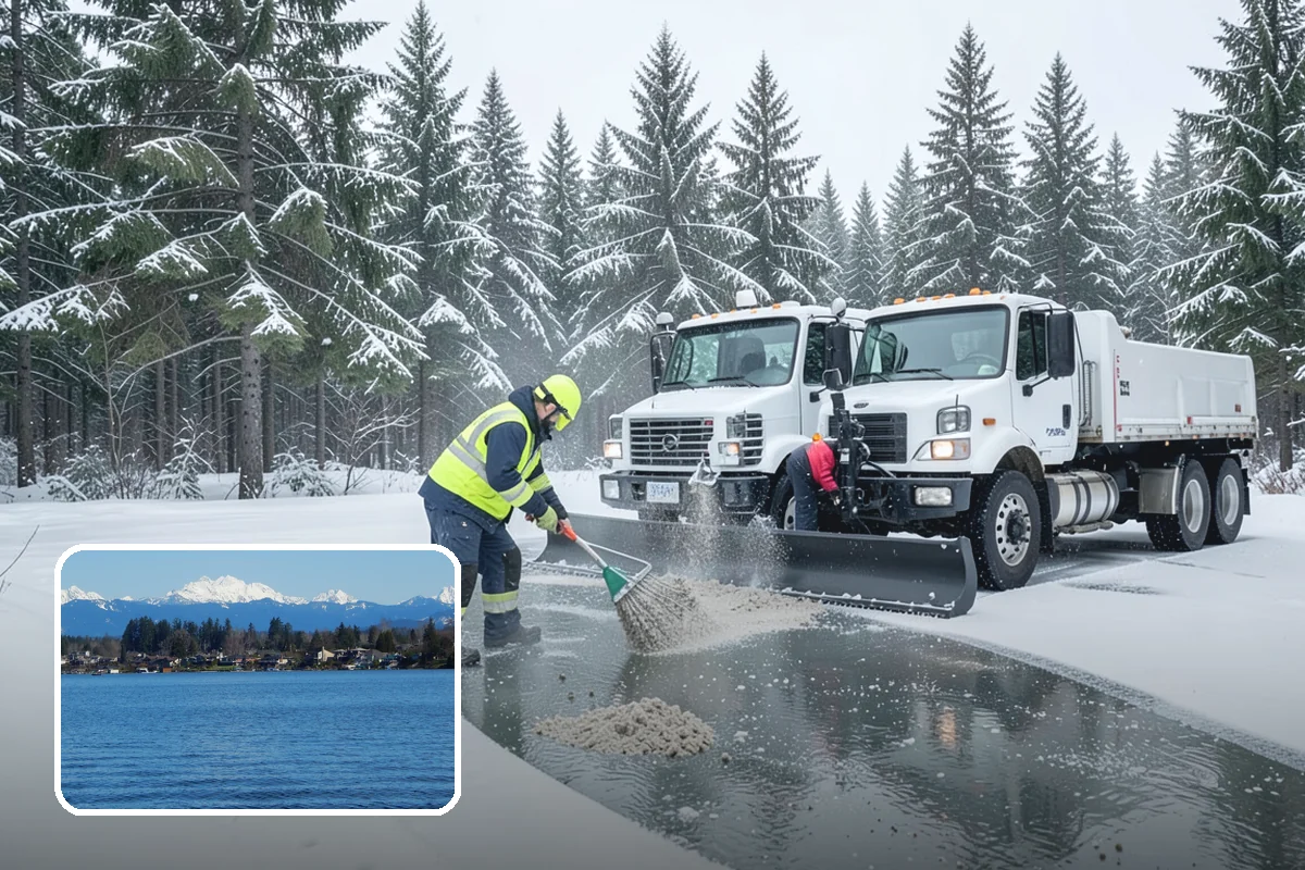 Arctic Blast Response in Lake Stevens, Snohomish County, WA - Treatment matched to dry, windy cold that refreezes surfaces quickly