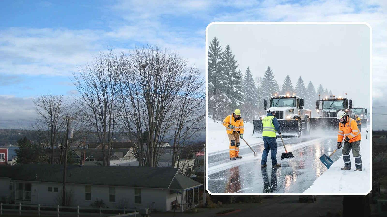 Arctic Blast Response in Langley, Island County, WA - We keep pavement safe during arctic blasts when frigid outflow winds drop temperatures and freeze everything solid.